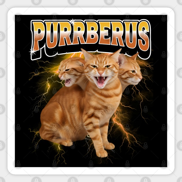 Purrberus 3-Headed Orange Cat Guarding the Underworld Magnet by Luxinda